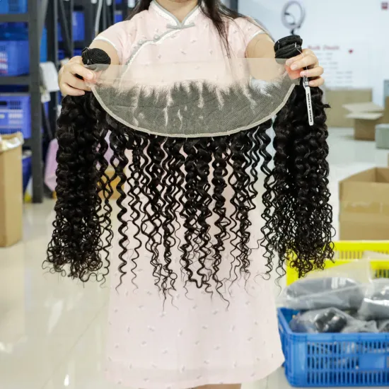 Annione Water Wave Hair Bundles With Transparent Lace Frontal Brazilian Human Hair Weave Bundles Vendor 2 3 Bundles With Frontal