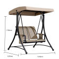 Modern Iron Outdoor Swing Chair for 2 People with Removable Canopy Waterproof & Quick-Dry Cushions Patio Swings for Villa & Park