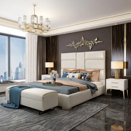 Customizable Modern Luxury Bedroom Furniture - Golden Stainless Steel Bed