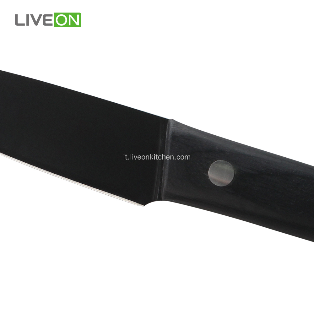 Coltello da sbucciatura nero da 3.5 pollici con manico in legno