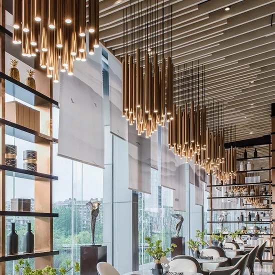 Luxury Modern Gold Long Tube Pendant Light for Bedroom and Hotel Chandeliers