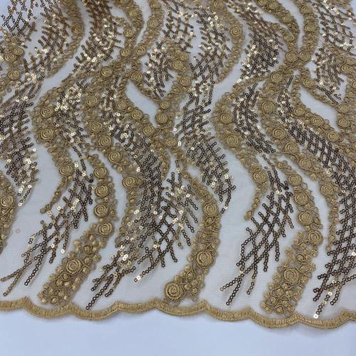 Bronze 3MM Sequin Cord Embroidery Fabric