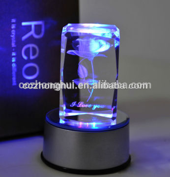 glass crystal cube for wedding decoration with lLED light