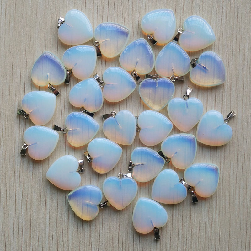 Wholesale 50pcs/lot 2020 Assorted heart natural stone charms pendants for jewelry making Good Quality 20mm free shipping