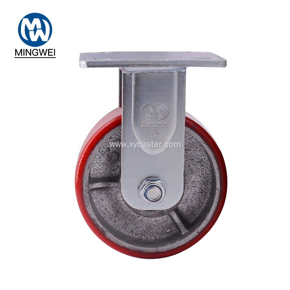 5 Inch Fixed Red PU Caster