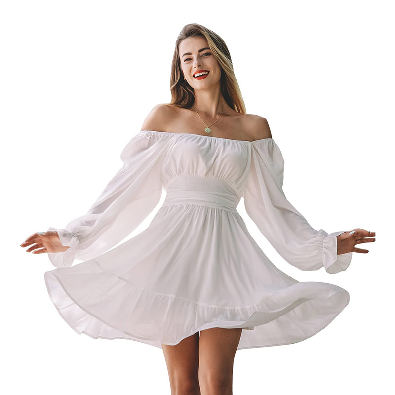 Robe arrière à manches lanternes pour femmes