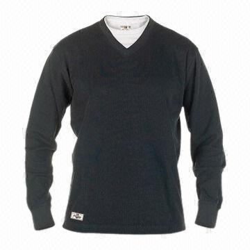 Washed Sweatshirt/Hoodies with A Duke London V Neck French Rib Top and Woven Shoulder Patches