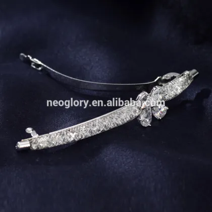 Neoglory Cubic Zirconia Barrette Hairwear Rhodium Plated Flower Hair Fashion Jewelry Accessories Women Gifts 2016 New