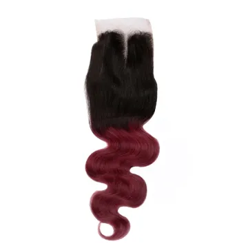 Hot Sale Ombre Color 1b Burg Virgin Human Body Wave Hair Lace Closure 13x4 Lace Closure 4x4 All Size Lace Closure with Baby Hair