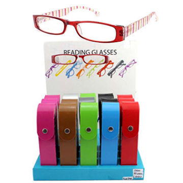 Fashion plastic reading glasses with matching case