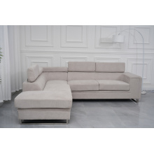 Fabric Corner Sofa with Headrest Adjustable