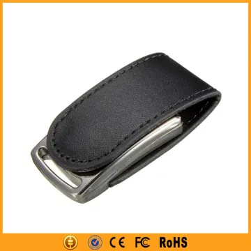 Accept LOGO Design Black Leather USB Pendrive 8GB