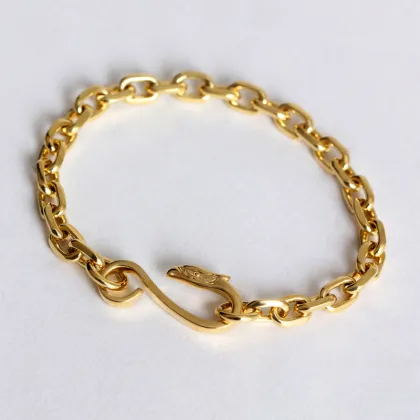 Luxe 18K Gold-Plated Sterling Silver Men's Cross Bracelet