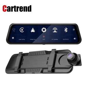 9.66 Inch 2K Dual Recording Dash Cam with Night Vision, WiFi, Bluetooth, GPS, and CarPlay