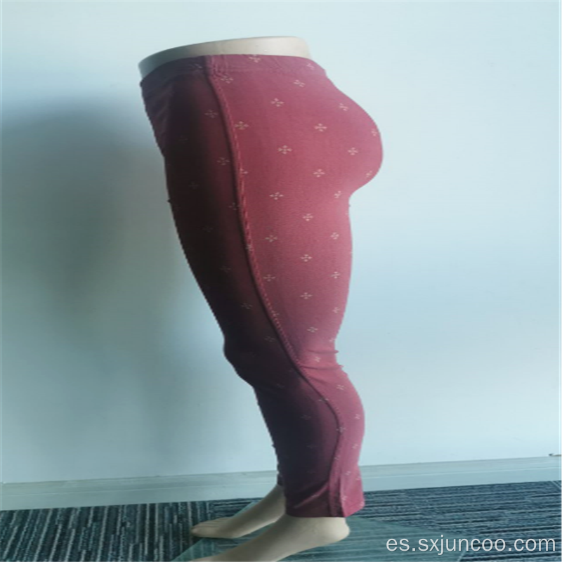 Leggings estampados florales interiores de rayón spandex rojo para mujer