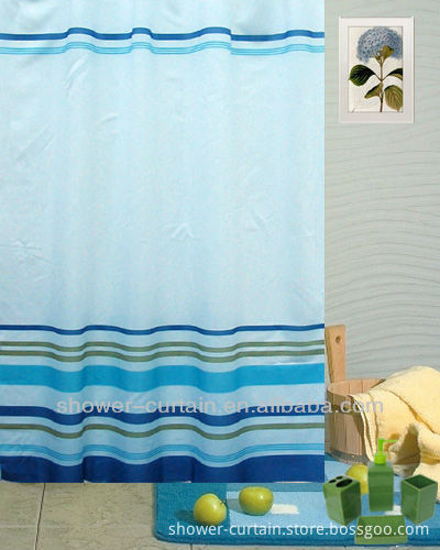 water repellent bathroom stripe shower curtain