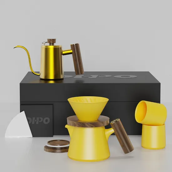 DHPO Travel Coffee Brewing Equipment Kit: Pour Over Coffee Distribution Tool & Ceramic Cup Set