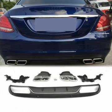 Benz W205 AMG Rear Bumper Diffuser and Exhaust Pipes 2014-2018