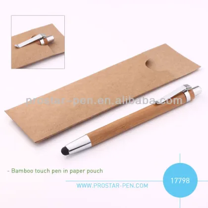 hot sale new push action Eco Bamboo touch pen
