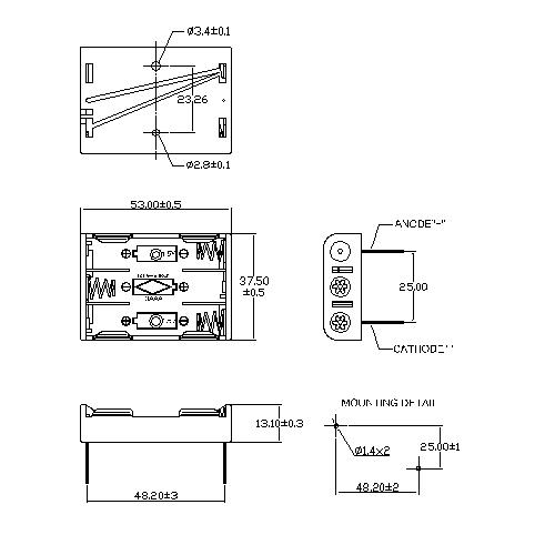 3 Teile AAA -Batteriehalter/Koffer/Box mit Stiften