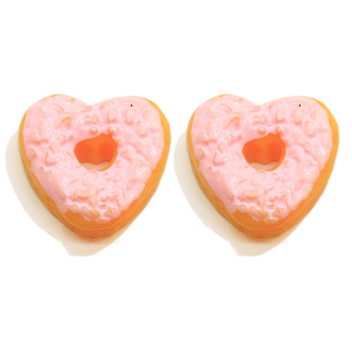 Cheap Resin Heart Donut with Hole Flatback Charms Handmade Decoration Beads Girls Pendant Necklace Finding Jewelry Store