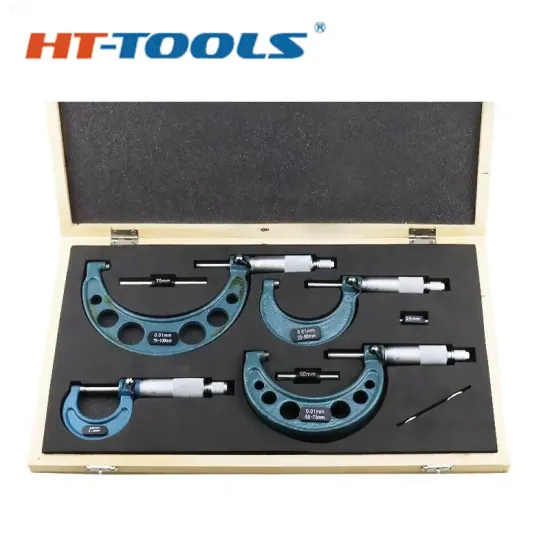 High Accuracy Stainless Steel Customized Outside Micrometers Sets: 0-100mm & 0-150mm Precision Measuring Tools