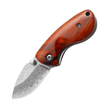 Mini hochwertiger Outdoor-Damaskus-Taschenmesser mit einem Rosenholzgriff
