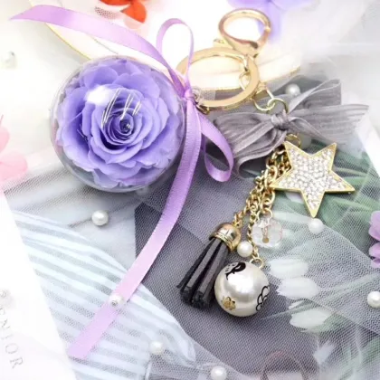 Wholesale Fashionable Everlasting Rose Keychain