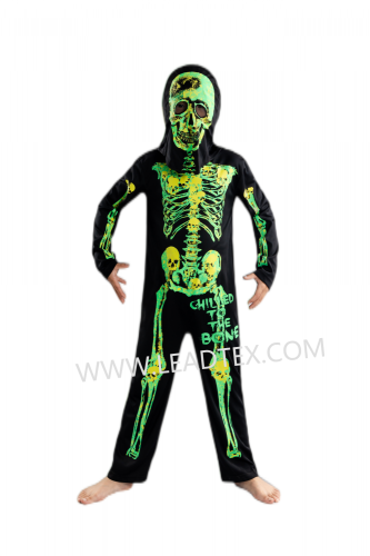 Jongens Halloween skelet jumpsuit met kap