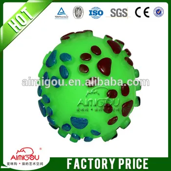 squeaky ball rubber dog toys with paw print