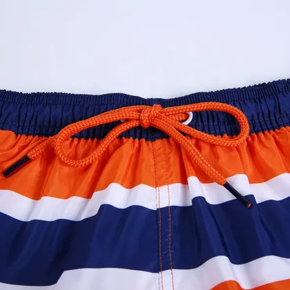 Peach Skin Stripe Quick Dry Swimming Shorts