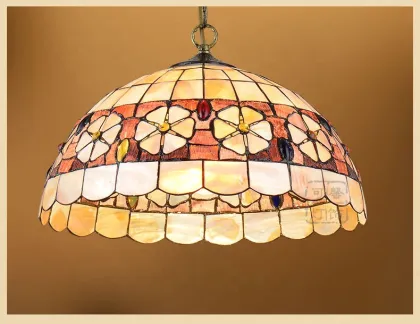 Tiffany Style Camellia Round Shell Pendant Light