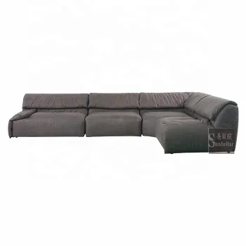 L-Shape 7-Seater Luxury Leather Sectional Sofa Set for Modern Living Rooms