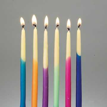 Unscented Colored Jewish Hanukkah Beeswax Candles