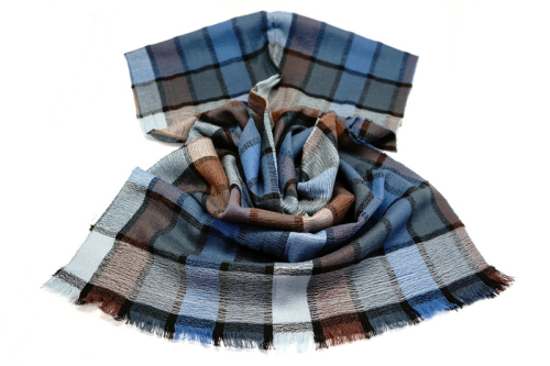 European Pattern Check Worsted Wool Scarf