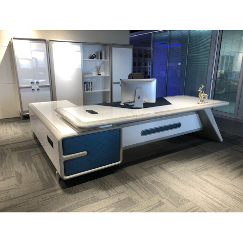 میز اداری L شکل سفید براق