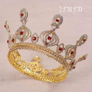 Gold Plated Crystal Peacock Full Round Crown