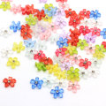 100pcs 10mm Resin Flower with Rhinestone Flatback Transparent Cabochon for Kids Girls DIY Jewelry Nail Art Decor Beads Crafts