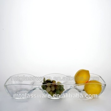 Glass Server Tray with 3 divider for party or restaurant