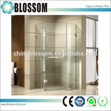 Blossom sanitary frameless reversible design pivot hinge glass door bath bathroom shower