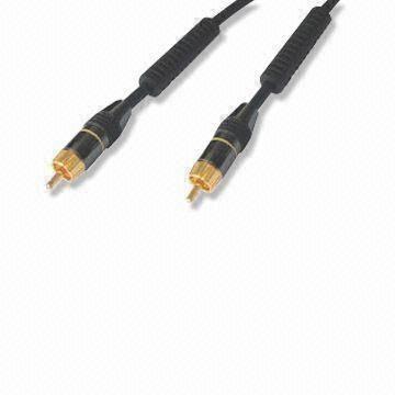 Blue RCA Male to Male Metal Cap Cables with 6mm Outer Diameter and 75Ω Resistance