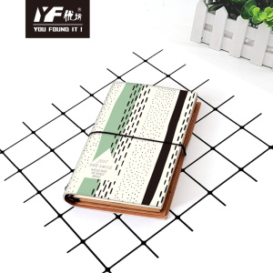 Custom geometric pattern style PU cover notebook with elastic strap small leather diary