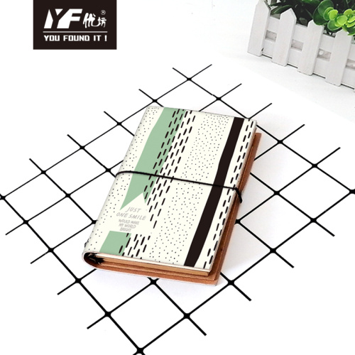 Cuaderno de portada de PU de estilo geométrico de patrón geométrico con correa elástica de cuero pequeño diario de cuero