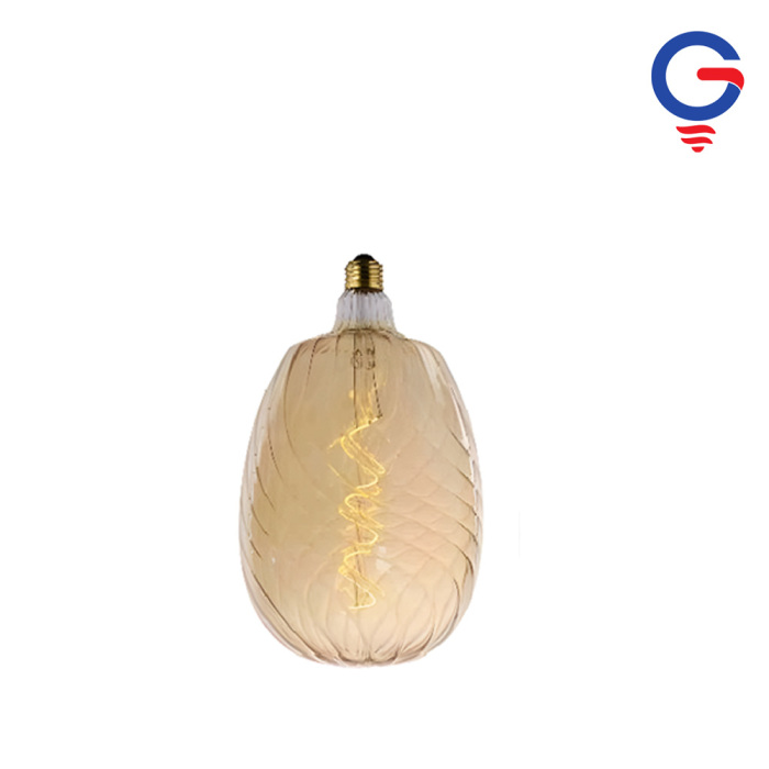 Amber Swirl Textured Glass LED Bulb