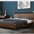 Minimalist new Chinese style solid wood walnut bed