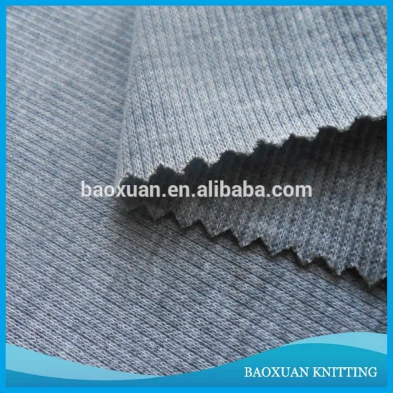 100% polyester knit melange rib fabric 1x1