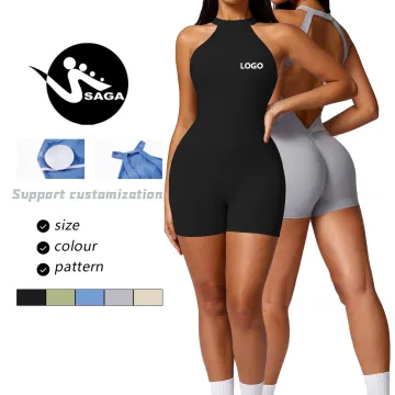 Women's Custom One Piece Yoga Bodysuit Jumpsuit Romper Legging Set