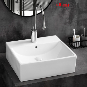 Glossy White Single Hole Lavabo Table Top Art Basin