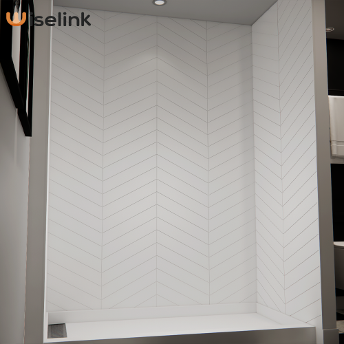 4 × 15 '' Chevron Cultucted Marble Marble Wall Swand