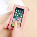 PU Leather Material Handbag Simple Pink Touch-screen Mobile Phone Handbag Manufactory